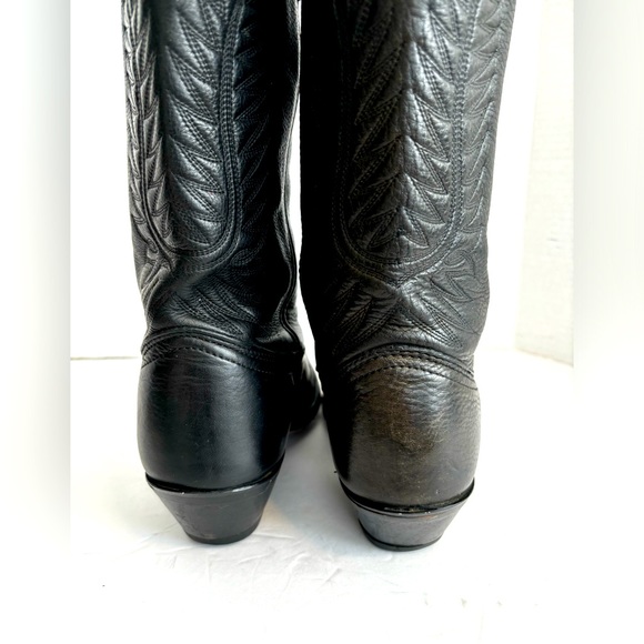 VTG LAREDO BLACK COWGIRL LEATHER BOOTS BIKER RODEO WESTERN RANCH 2” HEEL SZ  7 - Picture 7 of 15